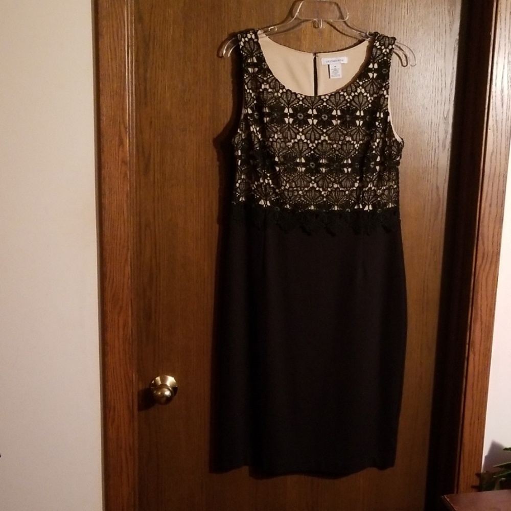 Little black dress with lace bodice